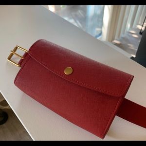 Red leather aritzia belt bag